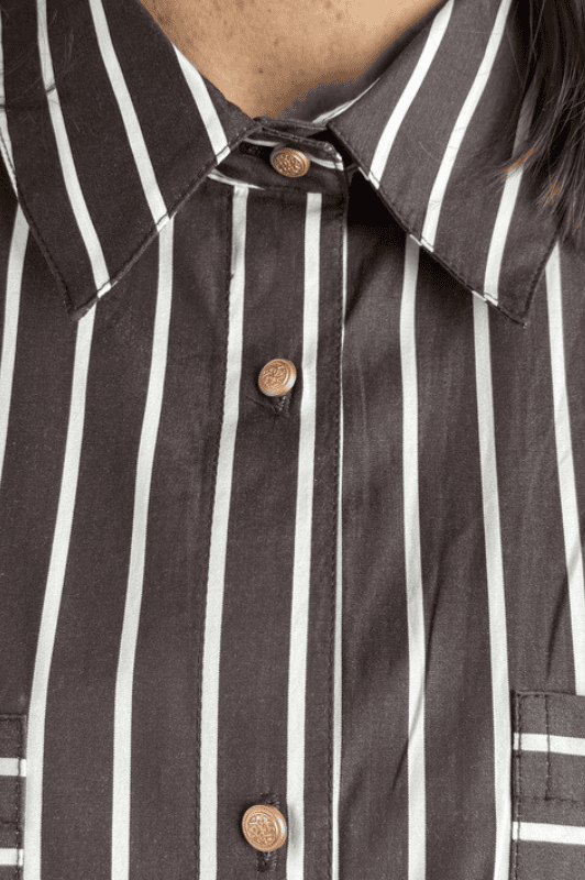 Gaspar Malmø skjortekjole | Cool kjole i stribet brun I Dresslab