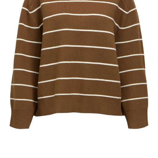 Object Itone pullover I Brun strik med hvide striber