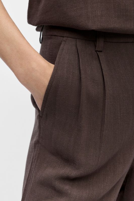 Object Sanne chokoladebrun shorts i hørmix I Dresslab