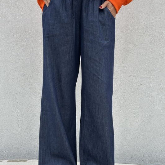 Gaspar Honolulu denimbuks | Blå viddebuks med lommer