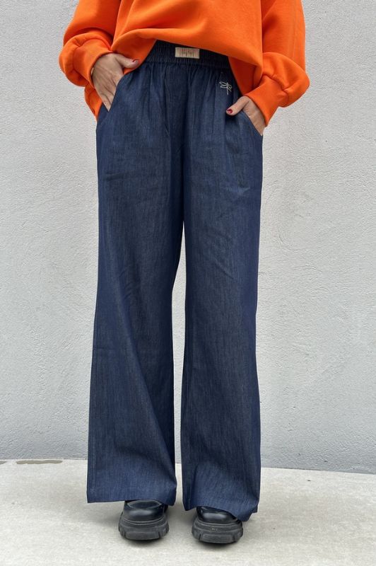 Gaspar Honolulu denimbuks | Blå viddebuks med lommer