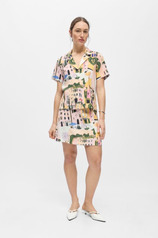 Object Martha skjorte i sjovt farverigt print I Dresslab