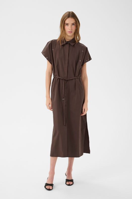 Karen By Simonsen Vicky Dress | Cool brun poplin kjole I Dresslab