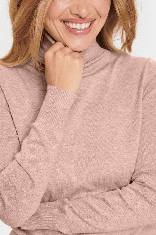 Saint Tropez Mila strik | Strikket rullekrave pullover i lyserød