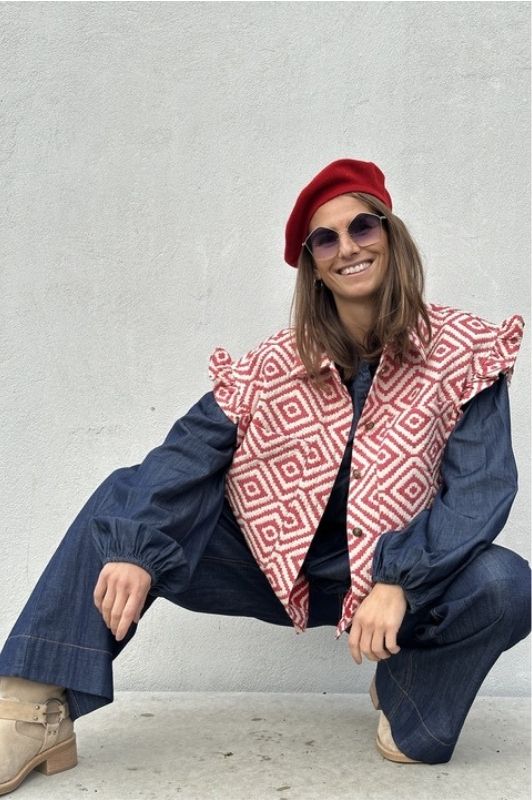 Gaspar Toronto vest I Cool jaquardvest rød