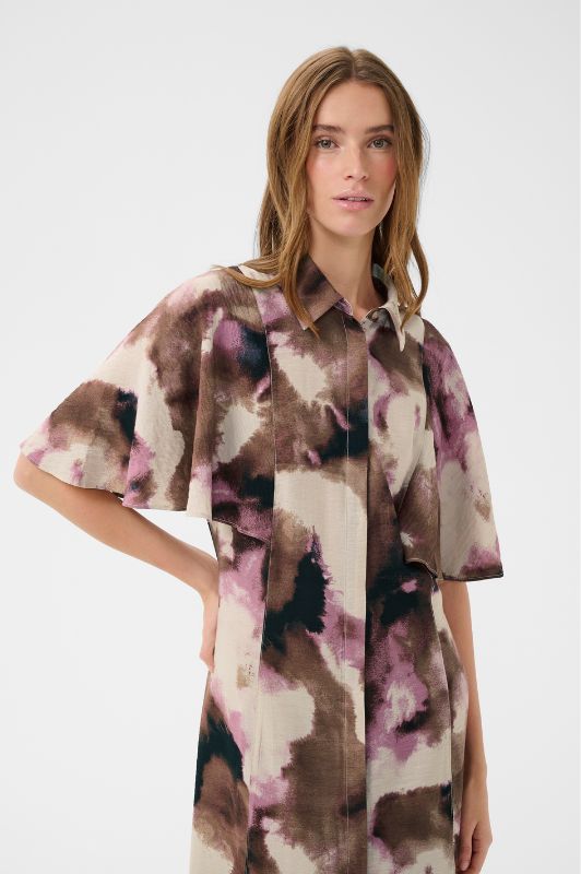 Karen By Simonsen Frigg Dress | Rosa printet kjole I Dresslab