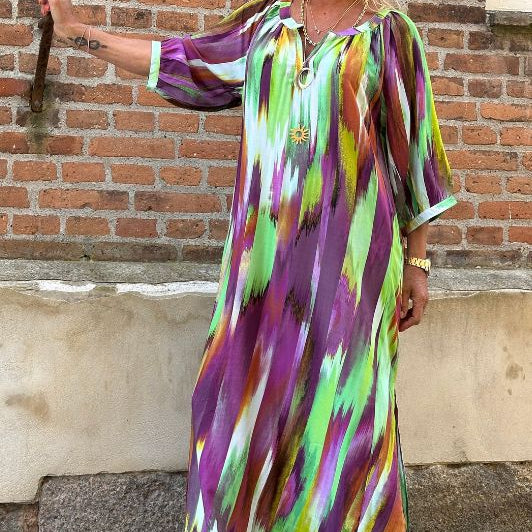 Gaspar Athen print kaftan | Flot multi print I Dresslab