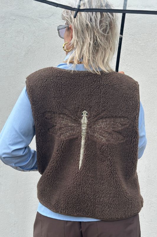 Gaspar Duffy vest I Cool teddy vest i brun