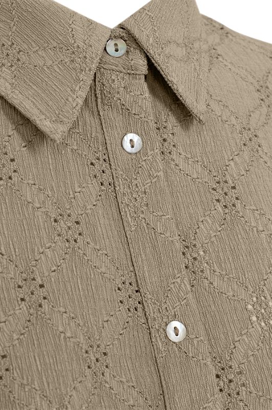 Freequent Mirna bluse I Pointelle skjorte i sand I Dresslab