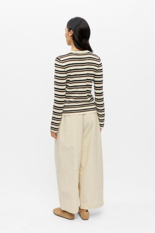 Object Ester pullover I Strikbluse i creme med striber