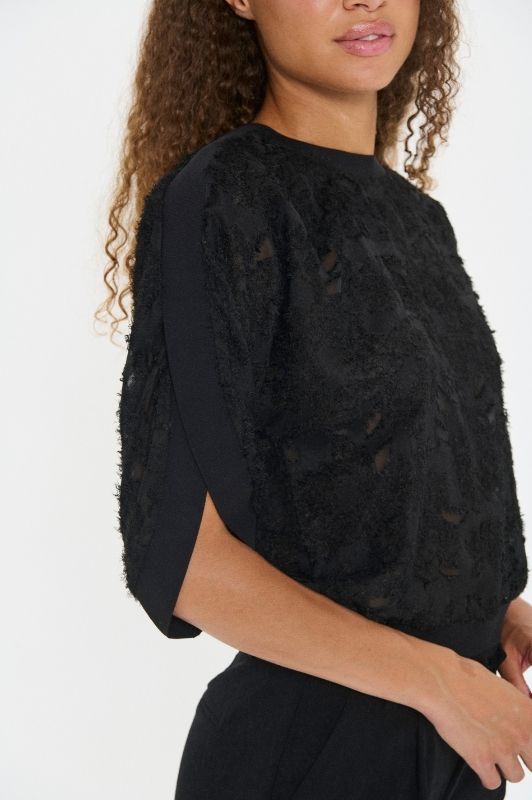 Saint Tropez Miah bluse | Sort bluse med cool struktur