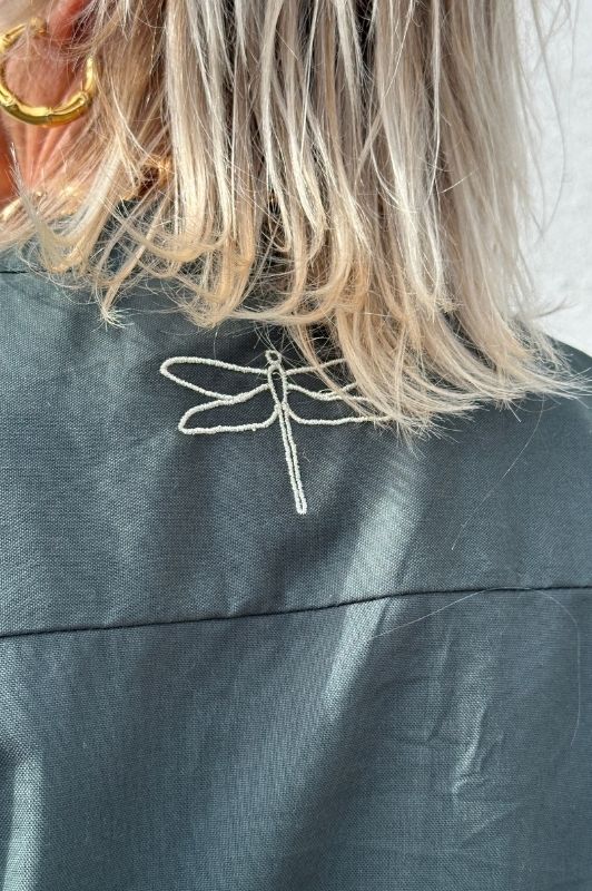 PRE ORDER  Luna zip dress | Cool flaskegrøn kjole med guldsmed