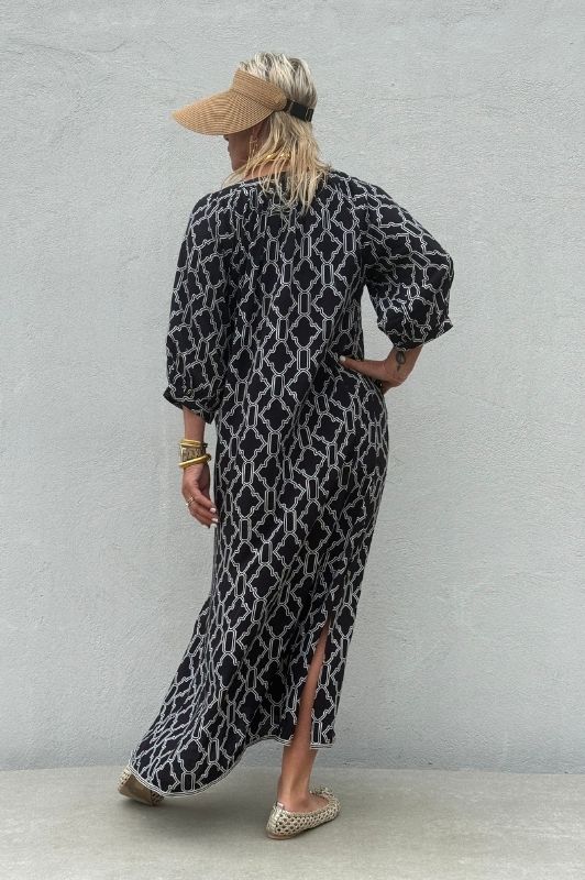 Gaspar Athen print kaftan | Sort ornament print I Dresslab