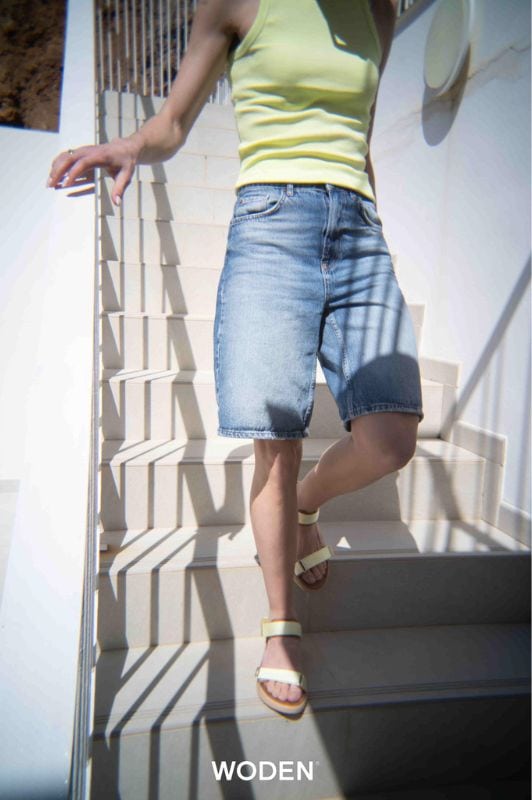 Woden Line sandal | Damesandal i lysegul I Natural Soft sål