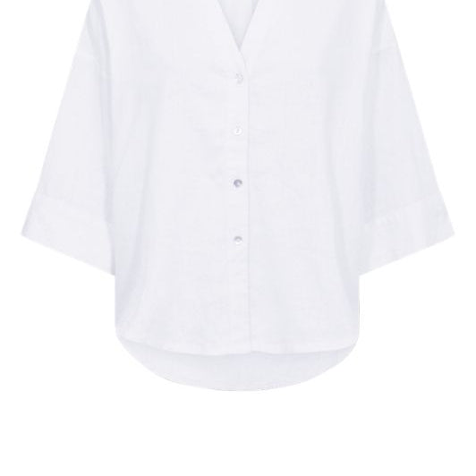 Freequent Lava shirt | Hørskjorte med v-hals i hvid I Dresslab