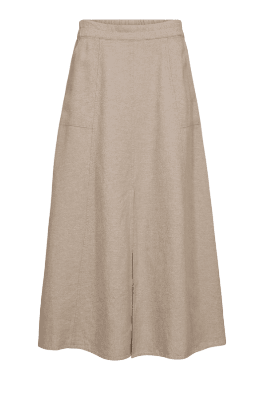 Freequent Lava skirt | Sandfarvet nederdel i hør