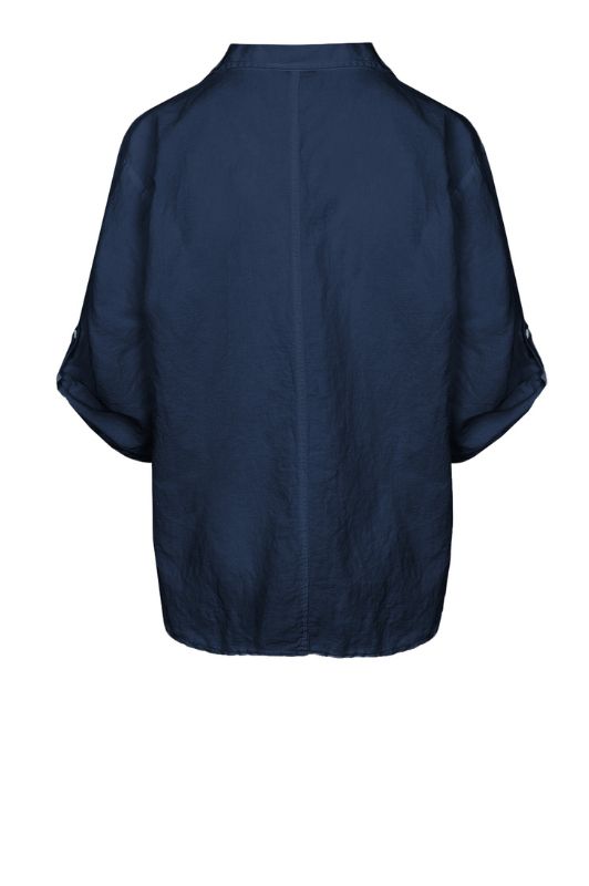 Luxzuz Siwaia blouse I Mørkeblå hørbluse med 3/4 ærme