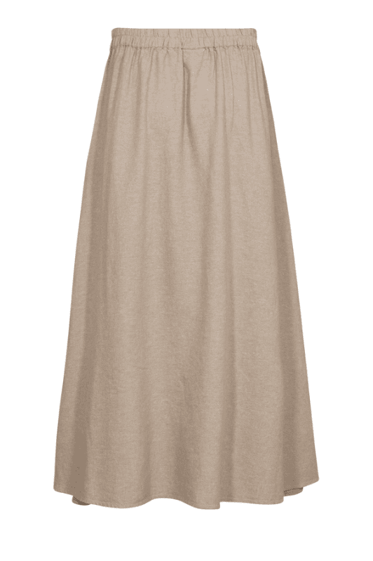 Freequent Lava skirt | Sandfarvet nederdel i hør