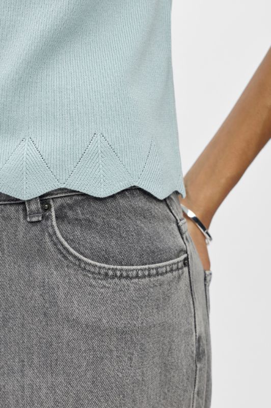 Object Aly boatneck knit I Kortærmet sommerstrik i lyseblå