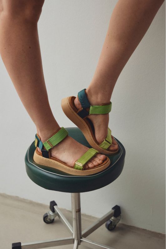 Woden Line sandal | Damesandal Apple green multi I Dresslab
