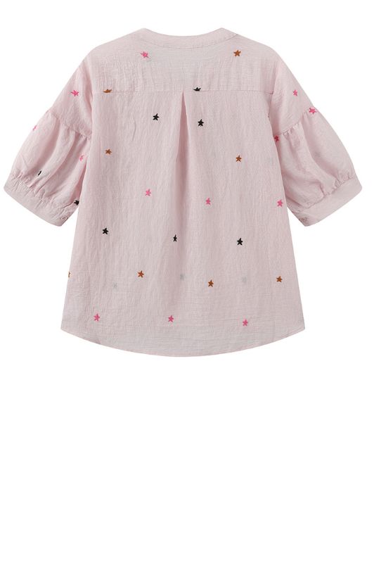 Luxzuz Vibse bluse I Rosa sommerbluse med stjerne broderi
