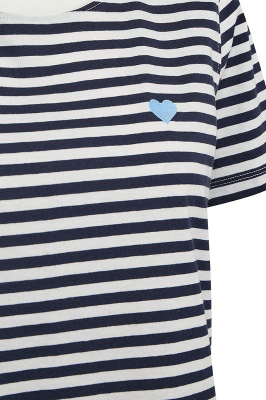 FreeQuent Mian t-shirt | Navy og hvidstribet sommer tee I Dresslab