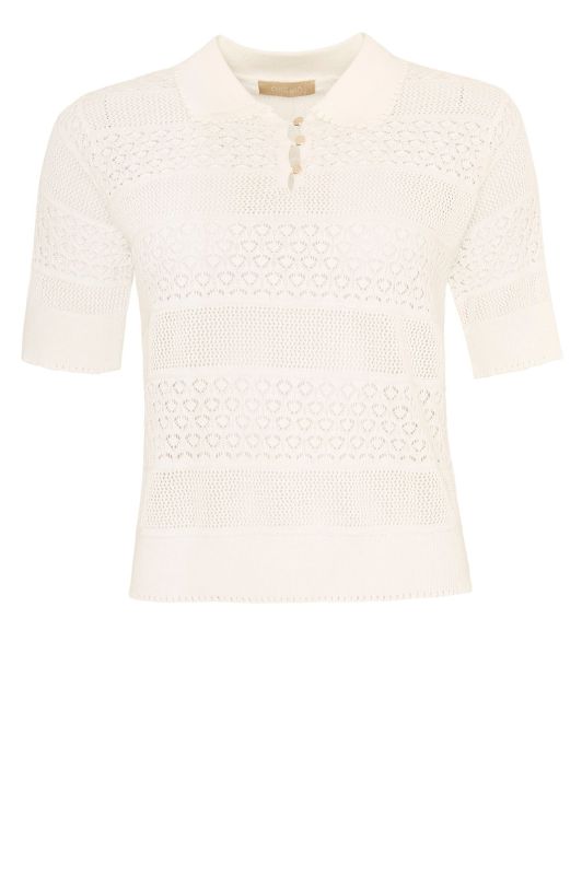 Ofelia Bree knit I Feminin strikket bluse i creme