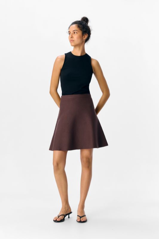 Object Reynard A-shape skirt I Striknederdel i mørkebrun