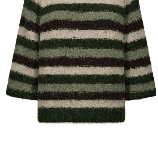 Freequent Lulu stribet strik pulli i khaki toner
