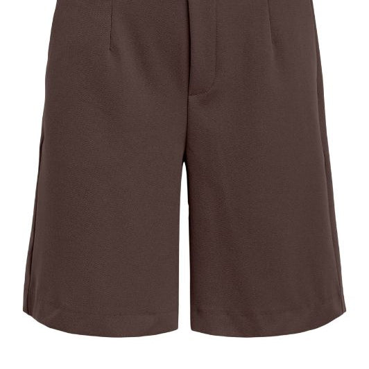 Object Lisa wide shorts med lommer i mørkebrun I Dresslab