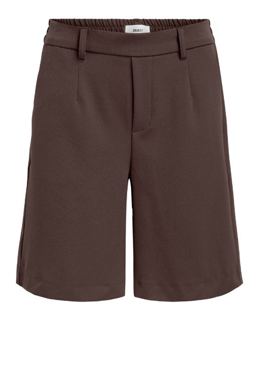 Object Lisa wide shorts med lommer i mørkebrun I Dresslab