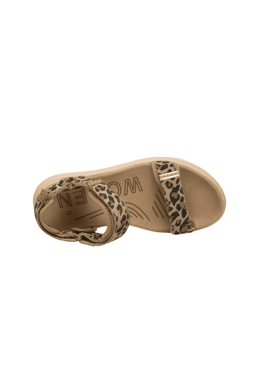 Woden Line sandal | Damesandal i leopard ruskind Natural Soft sål