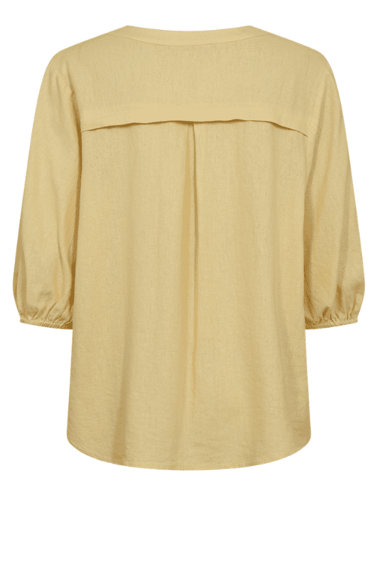 Freequent Lava shirt | Feminin hørbluse i solgul I Dresslab