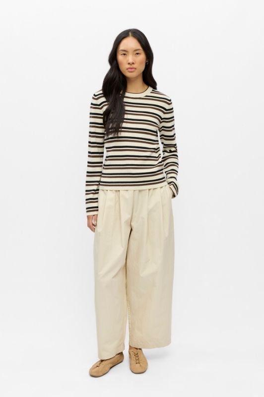 Object Ester pullover I Strikbluse i creme med striber