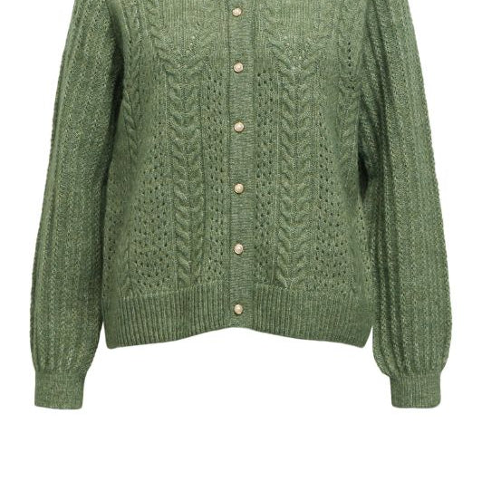 Object Flora knit I Cardigan i flot grøn