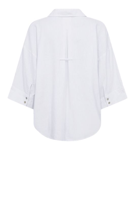 Freequent Lava shirt | Hørskjorte med v-hals i hvid I Dresslab