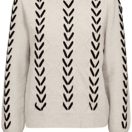 FreeQuent Stokke strik pullover | Creme med sort kontrast