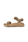 Woden Line sandal | Damesandal i glitter guld look I Natural Soft sål