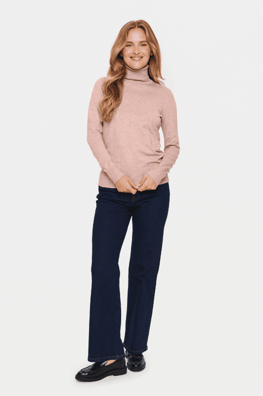 Saint Tropez Mila strik | Strikket rullekrave pullover i lyserød