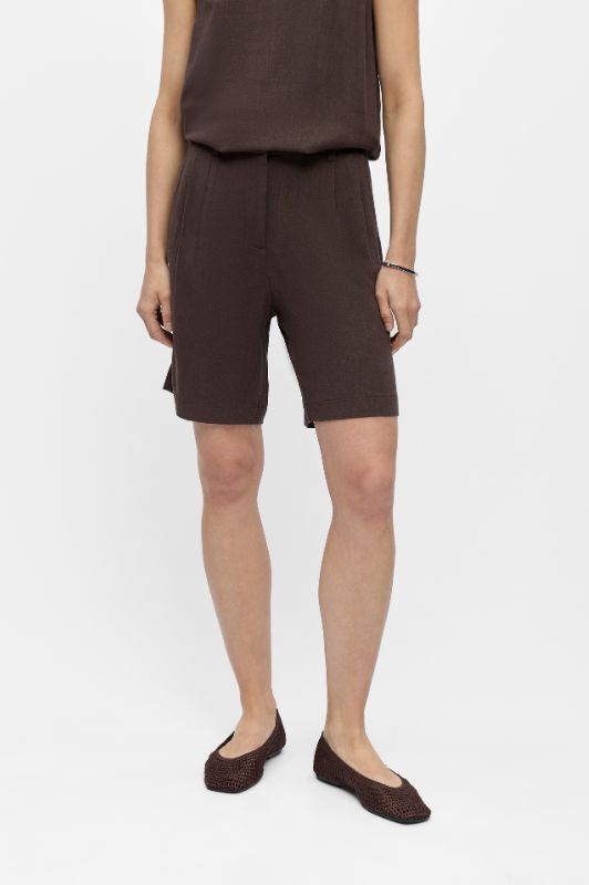 Object Sanne chokoladebrun shorts i hørmix I Dresslab