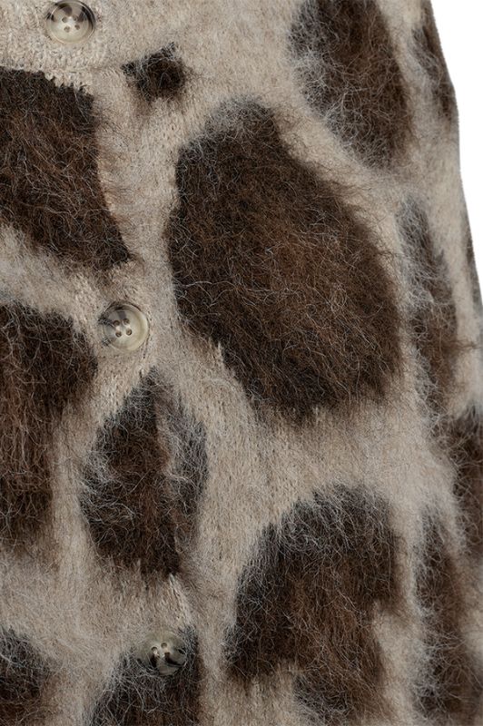 FreeQuent Lippi cardigan I Langhåret leopard strik