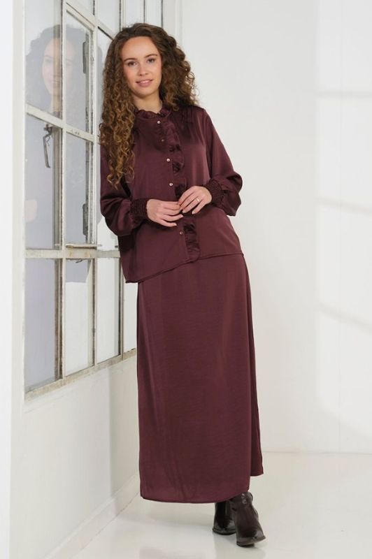 Prepair Lulu nederdel | Cool satin A-shape i bordeaux