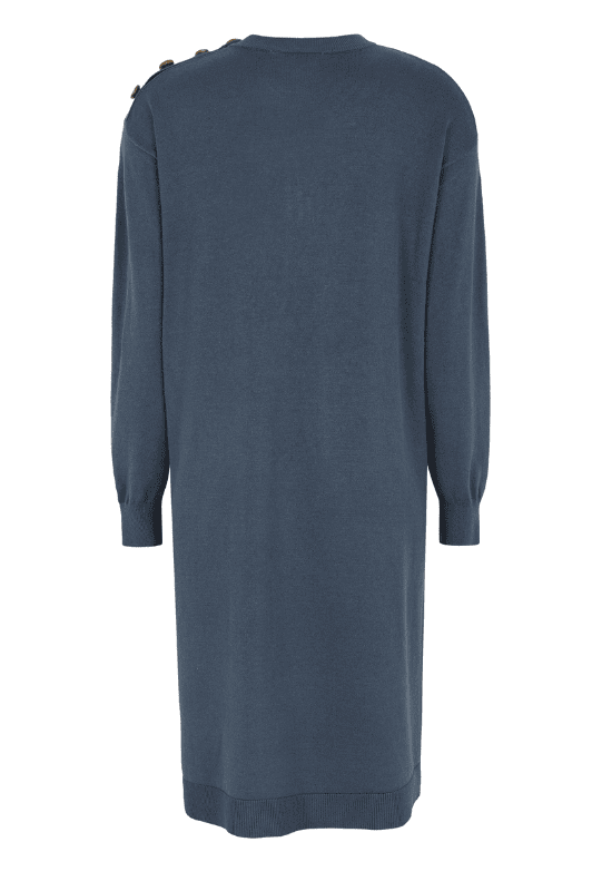 Soft Rebels Epira Dress | Strikkjole med knapper på skulderen I Støvet blå