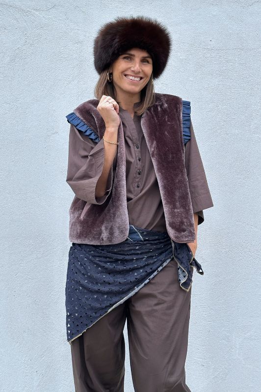 Gaspar Rome logo tørklæde - denim tørklæde med broderi