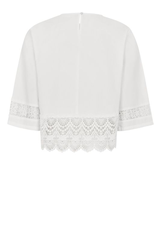 Tooday Alba bluse med blondebort i hvid I Dresslab