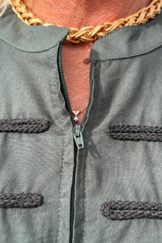 PRE ORDER  Luna zip dress | Cool flaskegrøn kjole med guldsmed