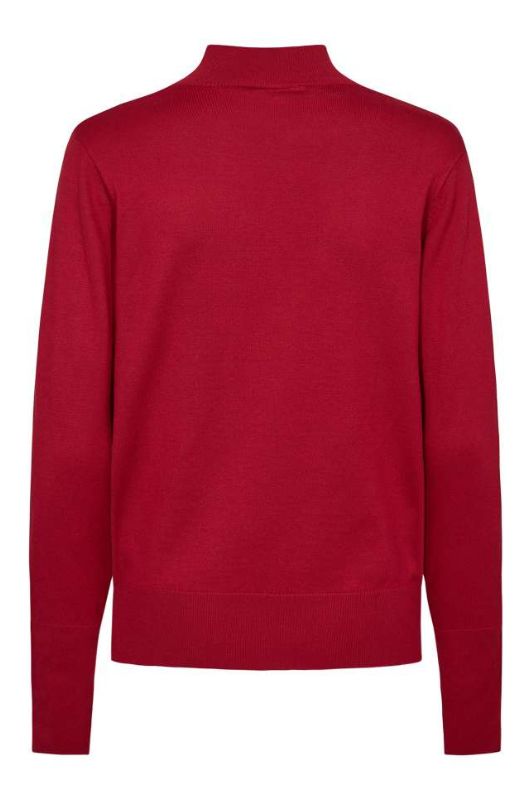 FreeQuent Katie pullover | Rød strik med similiknapper
