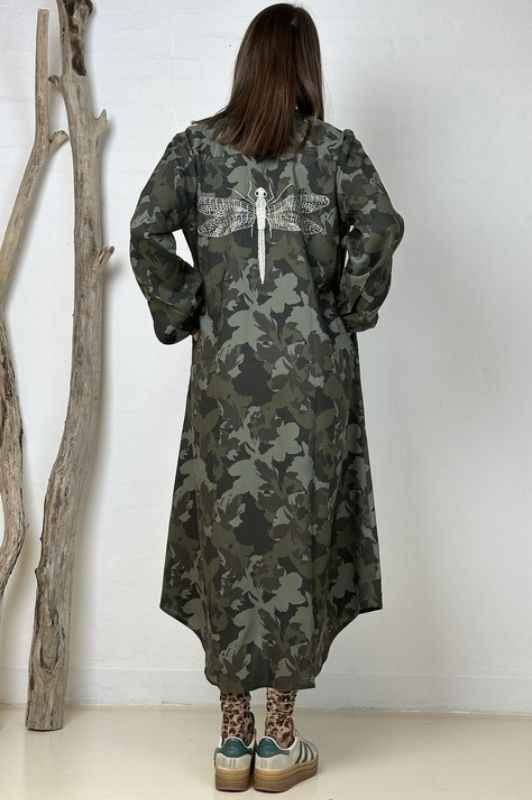 Gaspar Luna camouflage kjole med guldsmed