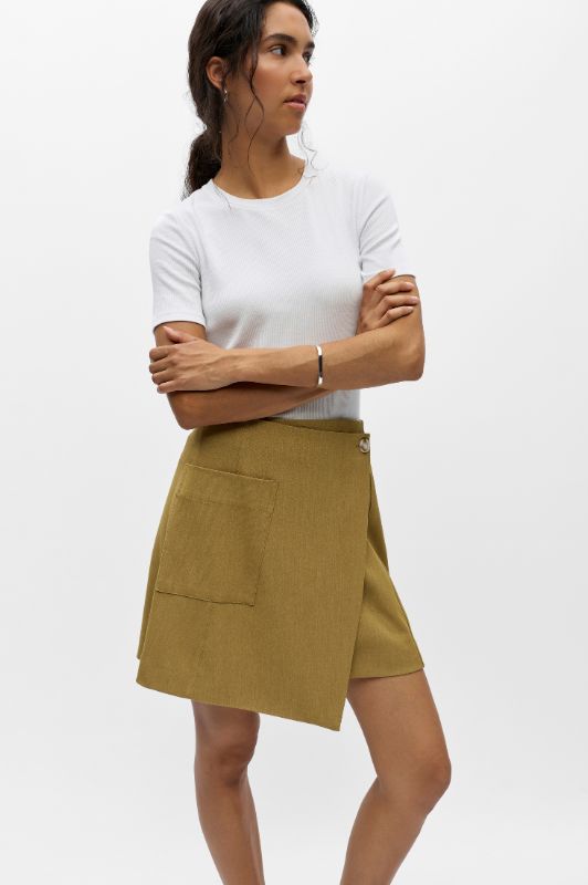 Object Lisa skirt I Kort asymmetrisk nederdel i khaki