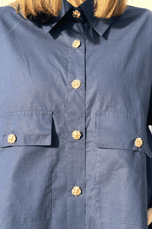 PRE ORDER Gaspar Sevilla poplin dress i navy